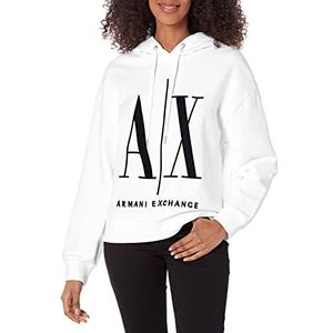 Armani Exchange Dames Icon Project Sweatshirt met capuchon, Opt.wit, S