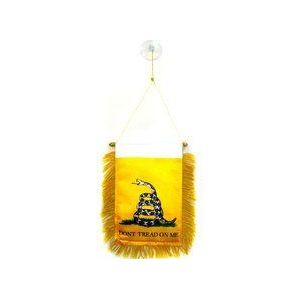 AZ FLAG - Gadsden Dont Tread On Me Mini Banner - 6'' x 4'' - 100% Polyester Don't Tread On Me Small Pennant for Car - Double-sided Flag with Suction Cup Hanger