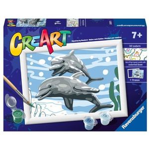 Ravensburger - CreArt E Series Classic: speelse dolfijnen, schilderen op nummer, creatief spel voor jongens en meisjes van 7+ jaar