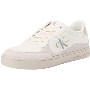 Calvin Klein Jeans Klassieke Cupsole Low Mix Mtl Sneakers voor heren, Romige Witte Eierschaal, 42.5 EU