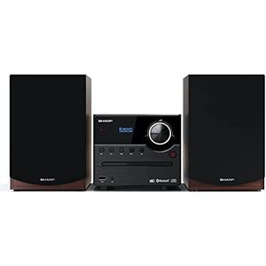 Sharp XL-B517D(BR) geluidssysteem stereo-installatie met DAB-radio, DAB+, FM, Bluetooth, CD-MP3, USB-weergave, houten luidspreker en 45W bruin