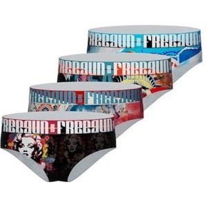 FREEGUN Damesslip, microvezel, vrouwelijk ondergoed, comfortabel en ultrazacht (4 stuks), turquoise/zwart/rood, S