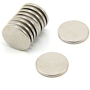 First4magneten F405-N35-10 20 mm diameter x 2 mm dikke N35 neodymium magneten - 2,3 kg trekken (verpakking van 10), zilver, 25 x 10 x 3 cm