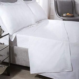 Emma Barclay 200 draadtelling luxe Egyptisch katoenen plat laken in wit - super kingsize bed