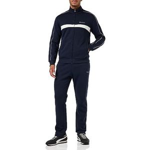 Champion Legacy Colorblock Powerblend Fleece Full Zip Trainingspak voor heren, marineblauw/wit, S