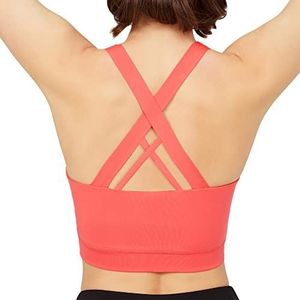 LOS OJOS Sportbeha - Crisscross rug medium ondersteuning sportbeha met afneembare cups, koraalrood, XS