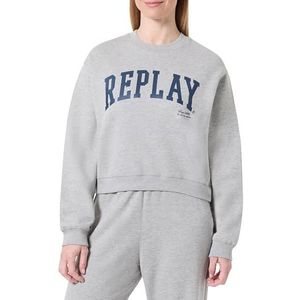 REPLAY Dames Sweatshirt Cropped, Grey Melange M04 (grijs), M