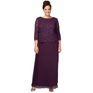 Alex Damesjurk met tea-lengte, sequin mock (petite en normaal) jurk voor speciale gelegenheden, Deep Plum, 48
