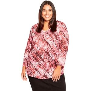 Avenue Dames Plus Size Top Tie Dye PRT Shirt, Roze Stam Tie Dye, 44 grote maten