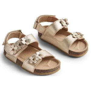 Wheat Clara Teen-vrije sandalen voor kinderen, uniseks, met bloemen, echt leer, eerste loopschoen, 0204 Light Gold, 31 EU