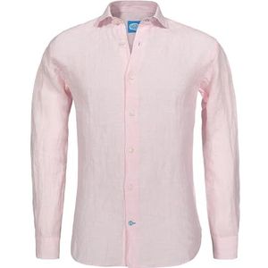 Panareha Linnen Gestreept Overhemd voor Heren PHUKET Roze (XL)