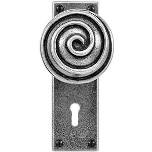 Swirl tinnen deurknop - op slot/sleutelgat (projectie 75MM)