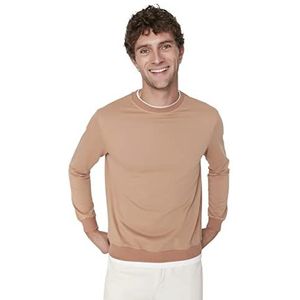 Trendyol Heren Camel Erkek Basic Regular Fit Sweatshirt, XXL