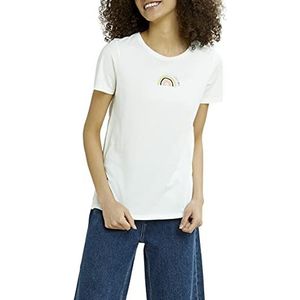 Peopletree T-shirt voor dames, biologisch regenboogprint, eco-wit, 16