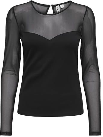 Only - ONLHEART-BECKI - Shirt met Lange Mouwen - Zwart - Slim Fit