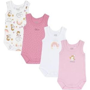 Chicco Set van 4 Body S/M, roze, 12 maanden (set van 4) meisjes, Roze, 12 Maanden