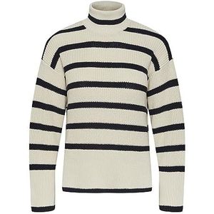 MAMALICIOUS Pcjune Ls Roll Neck Knit voor dames, Birch/Stripes: Sky Captain, M