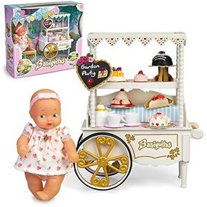 los Barriguitas Snackwagen, speelgoedset voor kinderen met kleine babypop en een wagen in klassieke stijl, met speelgoedtaart en veel accessoires, vanaf 3 jaar, beroemd (700017019)