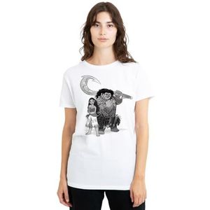 mandarin creative ltd Moana Maui Moana Sketch dames T-shirt, wit, medium, Wit, M