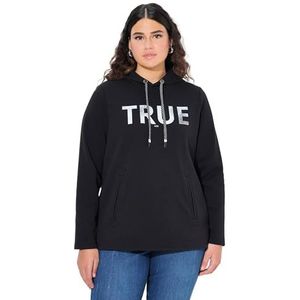 Ulla Popken - Sweatshirt - Zwart/Wit - Capuchon - Gerecycled Materiaal