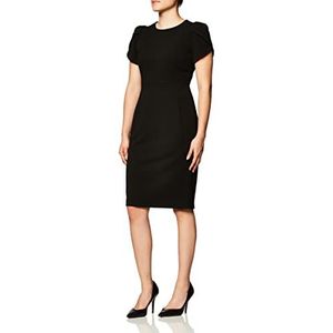 Calvin Klein Dames Tulip Sleeved Seamed Sheath jurk, zwart 3, 38 EU (Fabrikant maat: 8), zwart (3), 38