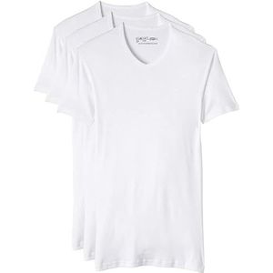 Dim EcoDim Comfort T-shirt voor heren, V-hals, 100% katoen, 3 stuks, Wit, L