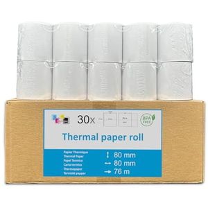 30 thermische spoel voor kassa ticket standaard kassa rol 80 x 80 boorkop 12mm standaard thermisch papier geschikt voor kassa's thermische printer thermische balans