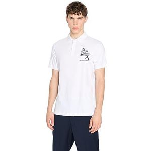 Armani Exchange Poloshirt voor heren, regular fit, katoen, Eagle logo, poloshirt, wit, XL