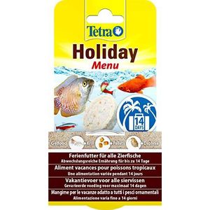 Tetra Holiday Menu Vakantievoer voor siervissen, gelvoerblok met krill, pellets en daphnia, gevarieerde voeding voor maximaal 14 dagen, 30 g