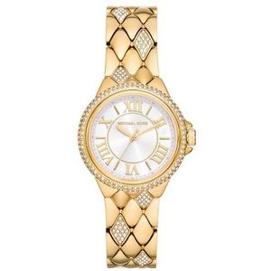 Michael Kors Camille Horloge voor dames, uurwerk met kwartslag en horlogeband van roestvrij staal of leder, Grijstint