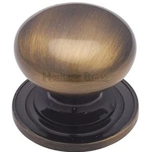 HERITAGE BRASS Kastknop | Victoriaanse luxe ronde ladeknop met basis | Handvat voor kastdeuren, kasten en meubels - Antiek messing afwerking, 32 mm