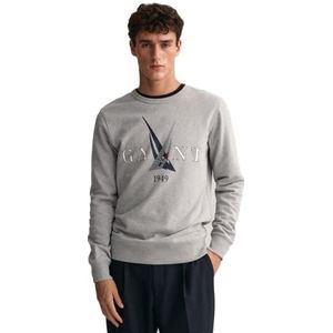 GANT SAIL sweatshirt met C-hals, grijs melange, standaard, gemengd grijs, XL