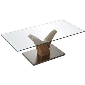 DRW salontafel, rechthoekig, van metaal en glas, houten afwerking, 120 x 60 x 40 cm, kleur 120 x 60 x 40 cm