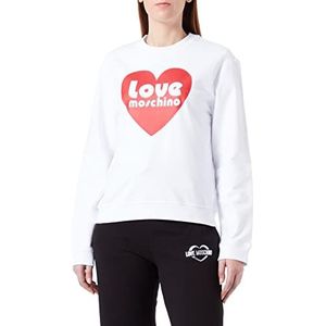 Love Moschino Dames Regular Fit Roundneck Sweatshirt, optisch wit, 42, wit (optical white), 42