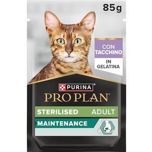 Purina Pro Plan Gesteriliseerd natvoer voor volwassen katten, gesteriliseerd in gelei, kalkoen, 26 zakjes à 85 g