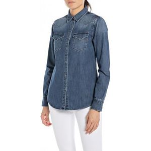 Replay Dames Slim fit jeanshemd Rose Label, 009, medium blue., S