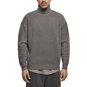 Urban Classics Oversized roltrui, gebreide trui, oversized, coltrui met mock nek, eenvoudige trui voor herfst en winter, maat S tot 5XL, asphalt, 3XL