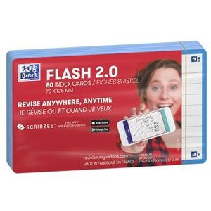 Oxford Flash 2.0 Flashcards A7 gelijnd turquoise pak 80 kaartjes