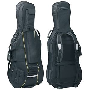 Gewa Pure Gig Bag voor cello 4/4 Classic CS25 (25 mm tricot binnenvulling, wielen, waterbestendige buitenstof, stevig gestikt, gewatteerde rugzakset, gewicht: 3,6 kg), zwart