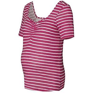 T-shirt met korte mouwen, gestreept, Roze - 628, XXL