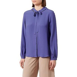 Seidensticker Damesblouse, modieuze blouse, regular fit, opstaande kraag met strik, lange mouwen, 100% viscose, blauw, 40