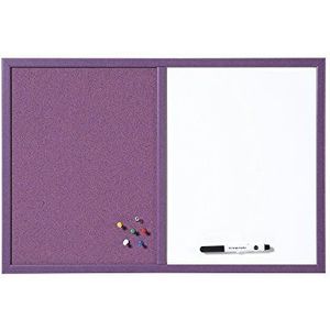 Bi-Office MX03435411 schoolkalender op combibord, 22 mm dik MDF frame gelakt staal/kurk, 60 x 40 cm, violet