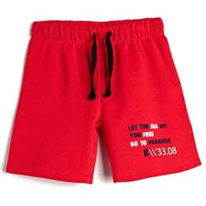 Koton Boys's bedrukte details shorts met trekkoord, rood (418), 6-7 Jaar