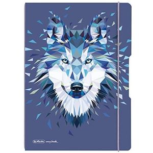 herlitz 50027262 notitieboekje flex met wisselcover, A4, 2 x 40 vellen, motief: Wild Animals Wolf, 1 stuk