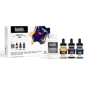 Liquitex 3699435 Inktset - Professionele vloeibare acrylverf, hoog gepigmenteerde, verouderingsbestendige, lichtechte acrylinkt voor kalligrafie en airbrush set met 3 kleuren a 30 ml, donkere kleuren