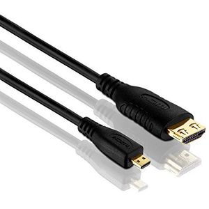 PureLink PI1300-030 High Speed Micro HDMI-adapterkabel met Ethernet (4K UltraHD (2160p), Ethernet), HDMI-A stekker naar Micro HDMI-stekker, gecertificeerd, 3,00 m, zwart