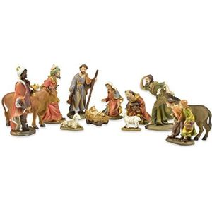 Riffelmacher 78005 - beschilderde kerststalfiguren voor de kerststal, figuren max. 12 cm, 12-delige set van polyresin, Kerstmis, kerstverhaal, cadeau