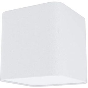 EGLO Posaderra Plafondlamp, 1-lichts moderne plafondlamp van staal, textiel en kunststof in wit, voor woonkamer/keuken/hal, E27-fitting, 14 cm (L x B)