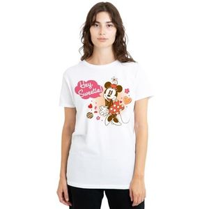 Minnie Mouse Vintage Valentijnsdag Hey Sweetie! dames T-shirt, wit, klein, Wit, S