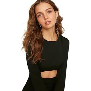 Trendyol Woman Mini Bodycon Crew Neck Woven Jurk Dames, Groen, 40 NL